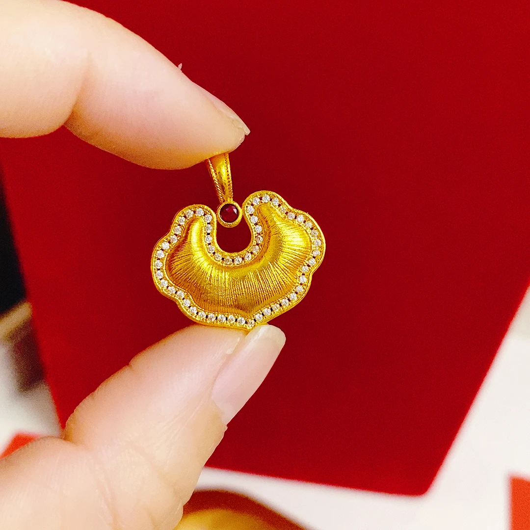 时尚百搭双面拉丝如意吊坠