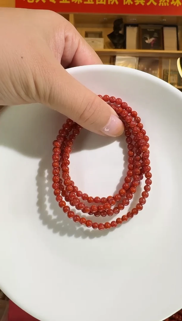 未镶嵌手串南红玛瑙4mm九口火焰纹手串四圈多样性发一