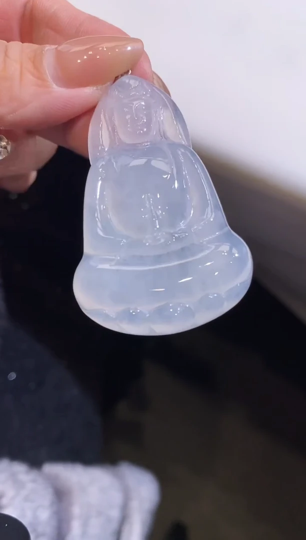 吊坠(不含链)18K金镶嵌翡翠观音