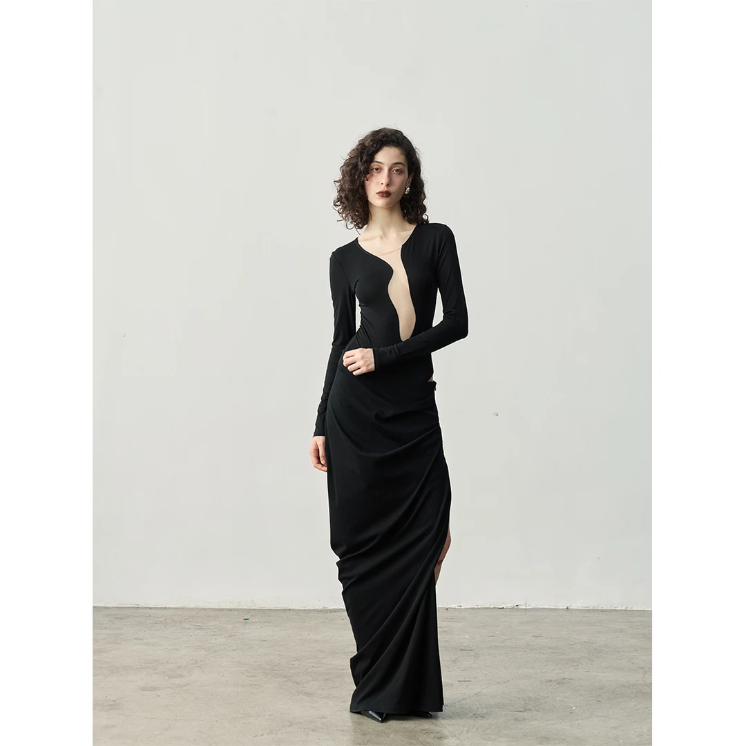 A KIND EGO 视错觉流线艺术镂空连体衣K5337