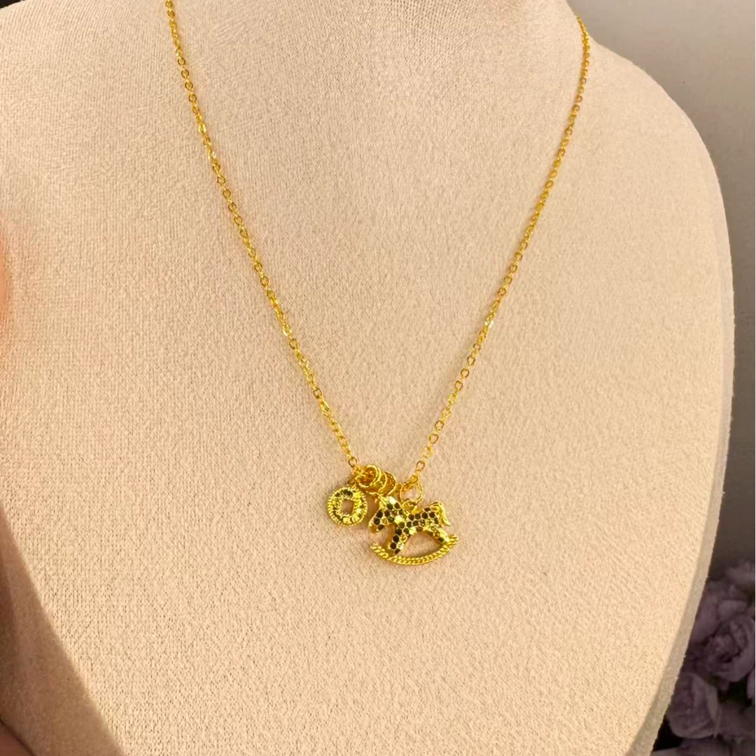 铜合金项链 铜合金项链 小马项链马上有钱时尚百搭气质本命年项链