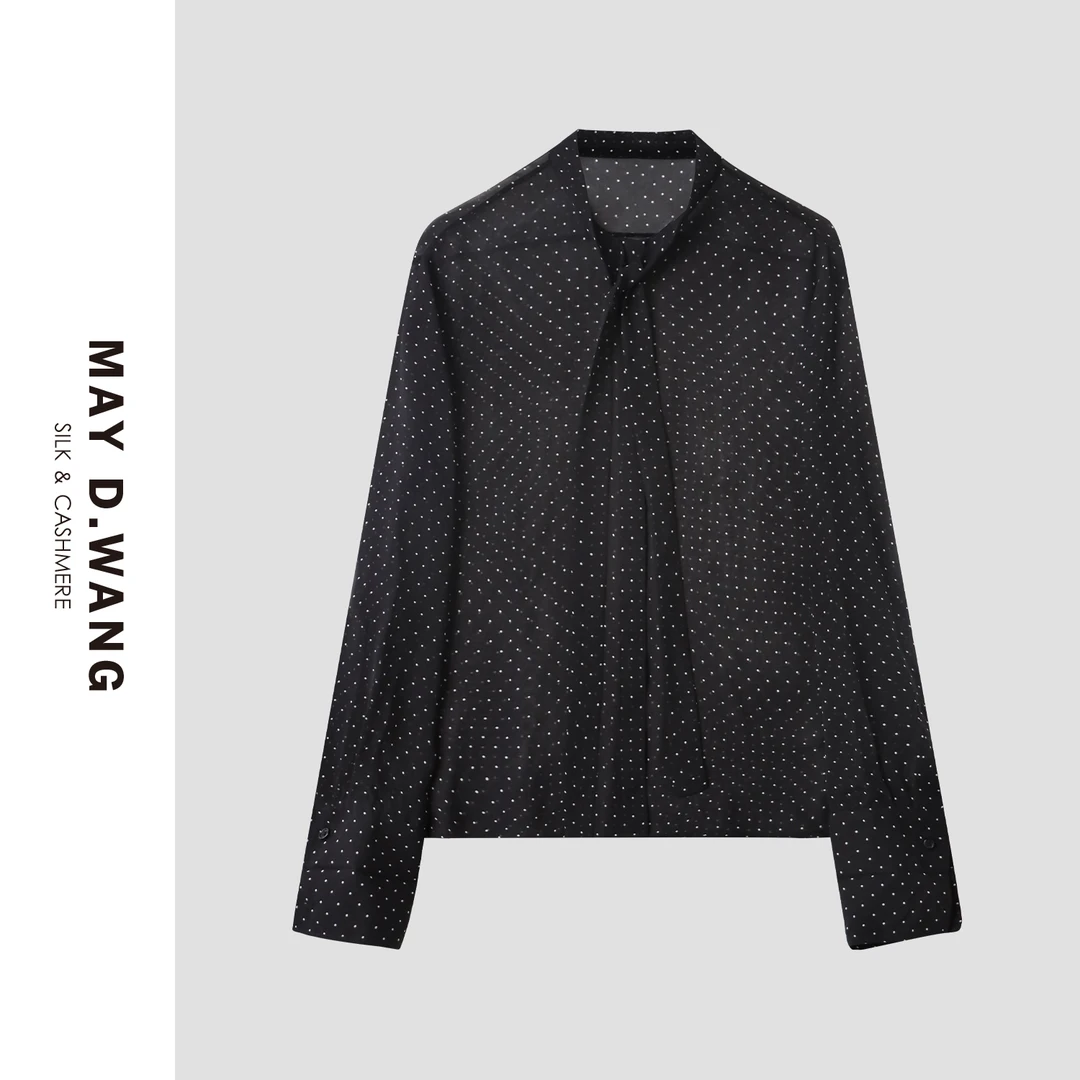 2025夏季法式波点轻薄宽松桑蚕丝衬衫上衣 F2F1018