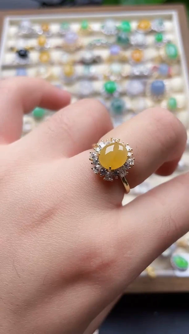 银S925镶嵌戒指翡翠7