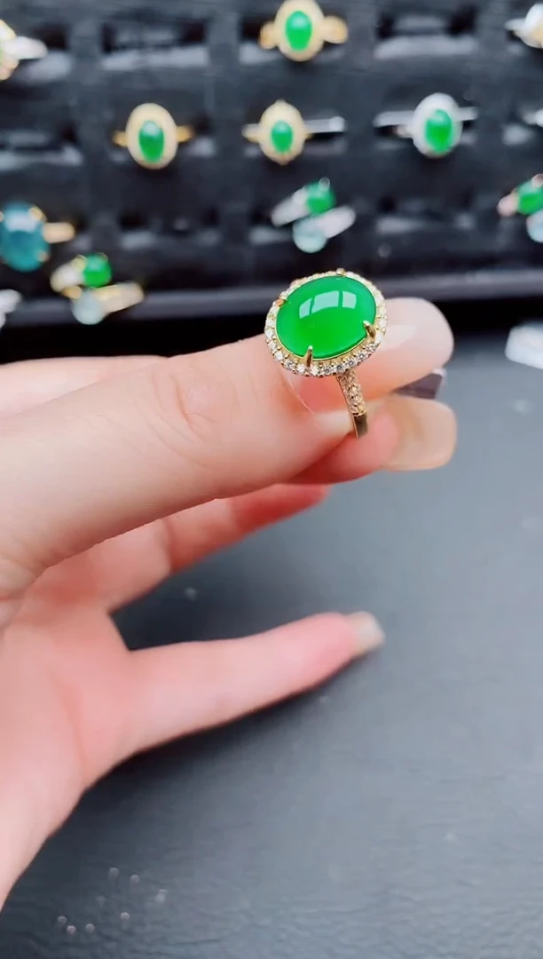 翡翠戒指银S925镶嵌天然a货翡翠125