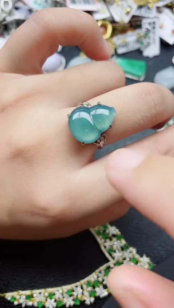 银S925镶嵌戒指翡翠1