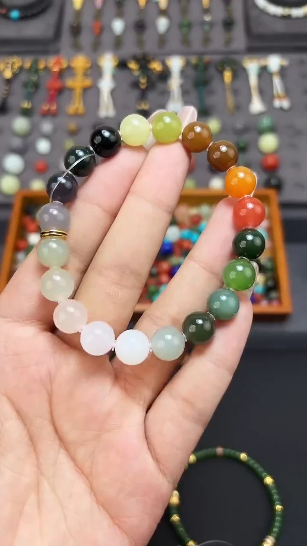 未镶嵌和田玉挂件10mm多宝圆珠手串 藏物系列
