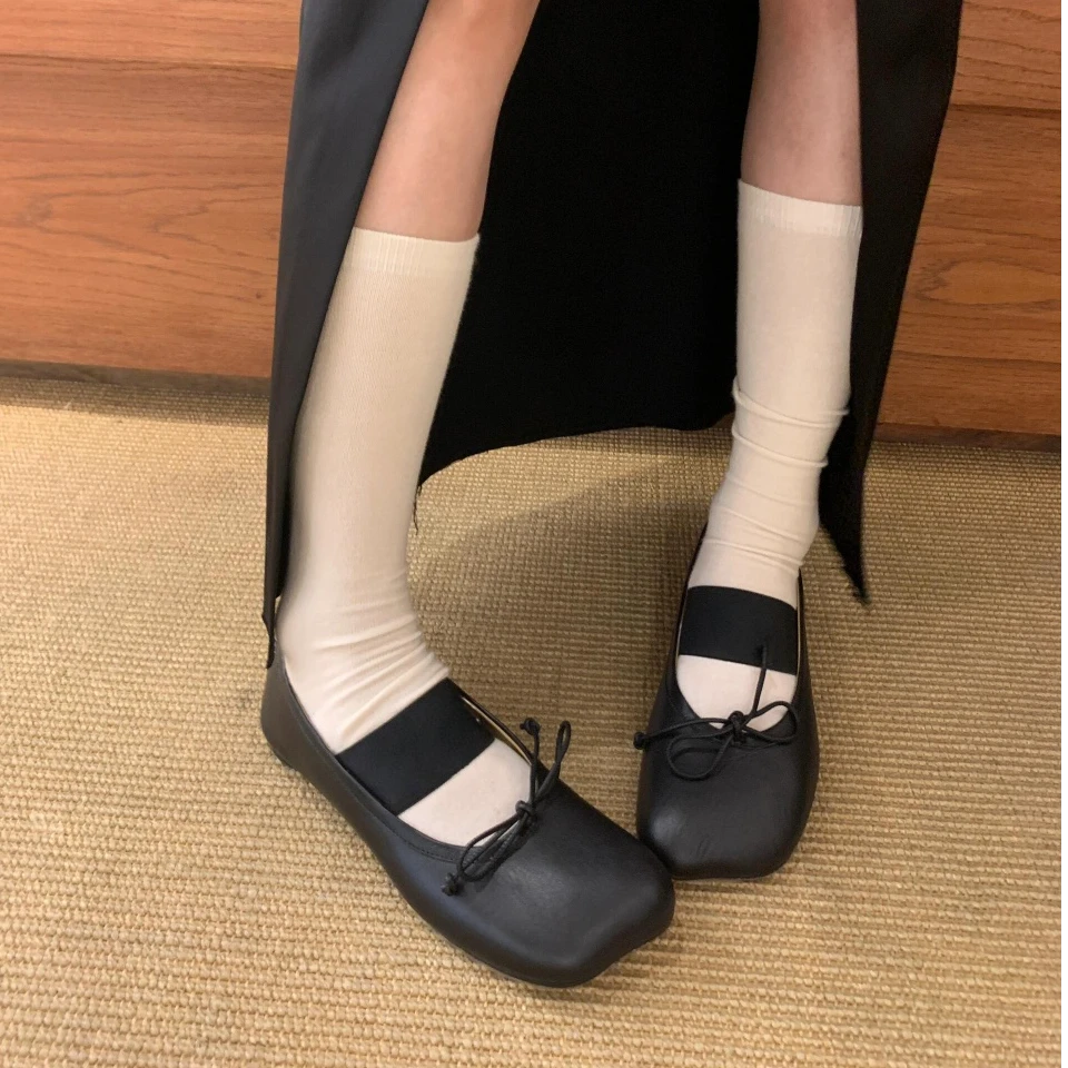 浅口玛丽珍鞋蝴蝶结休闲风单鞋百搭法式夏季白色皮鞋YS-251004