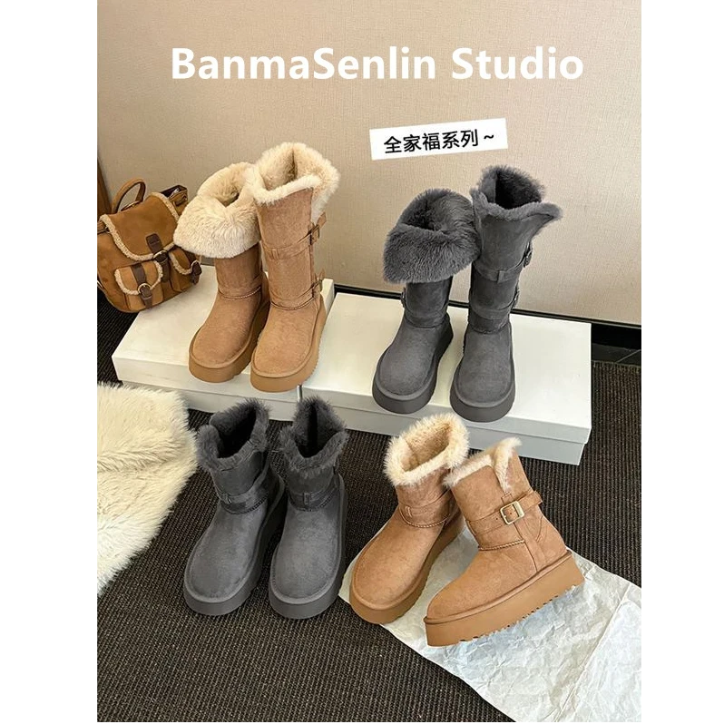 【不在直播间下单没有袜套】雪地靴2025冬季新款加厚防滑东北高筒靴