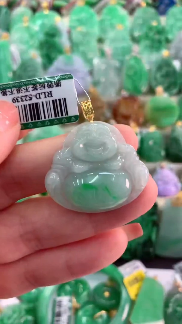 【闪购商品】翡翠吊坠(不含链)18K金镶嵌挂件