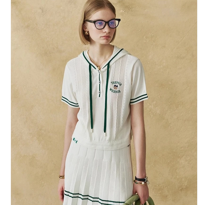 TeenieWeenie毛衣2025夏季休闲舒适航海系短袖针织衫TTKW252602T
