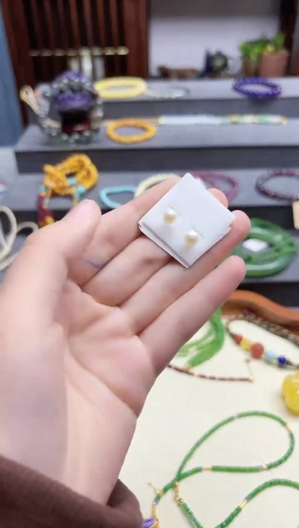 银S925镶嵌耳饰淡水珍珠s925银珍珠耳钉ZD