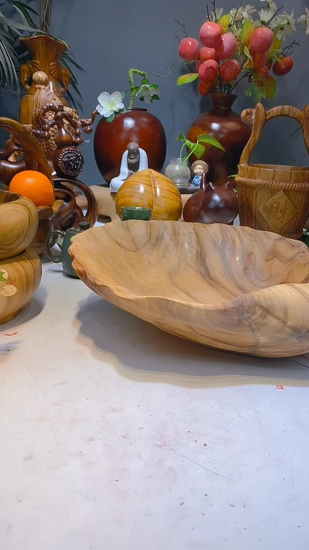 香樟木A35大贝壳果盆/尺寸