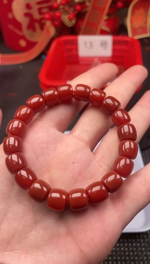 【闪购商品】南红玛瑙手串未镶嵌14号牛血红卡10直切手串