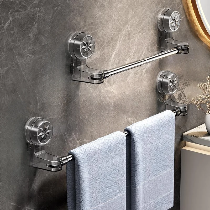 吸盘免打孔毛巾架卫生间浴室置物架洗手间伸缩毛巾杆浴巾收纳挂架