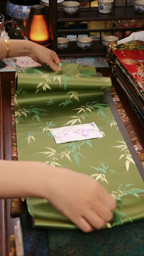 【竹叶绿双面】中国风干泡织锦茶席28*200