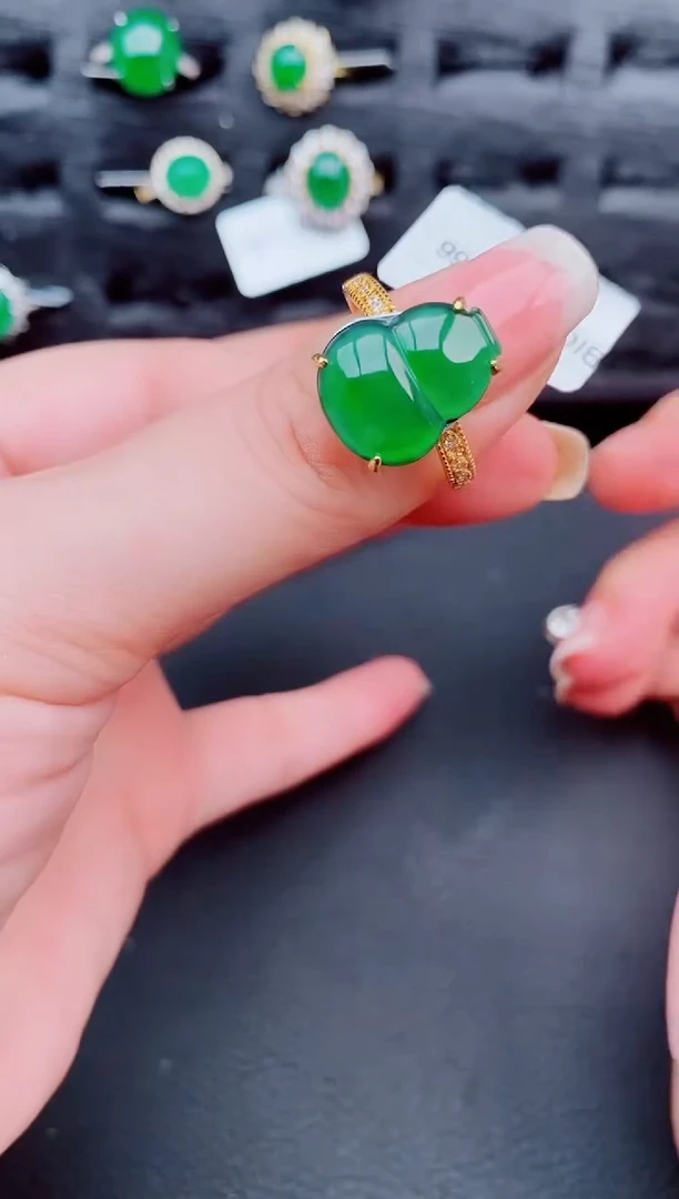 翡翠戒指银S925镶嵌天然a货翡翠417