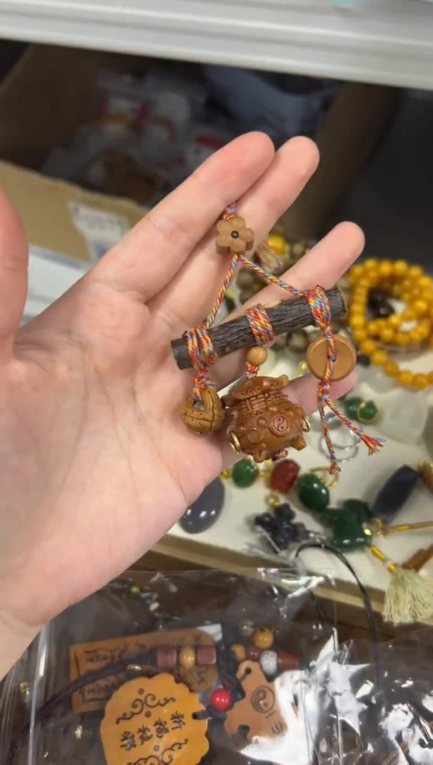 枣木吊坠桃木枣木一桶金编制款挂件[18]