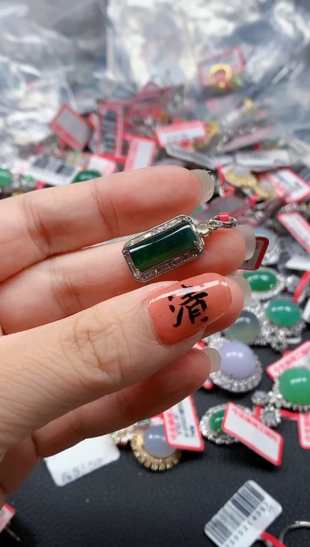 银S925镶嵌戒指翡翠天然A货缅甸翡翠