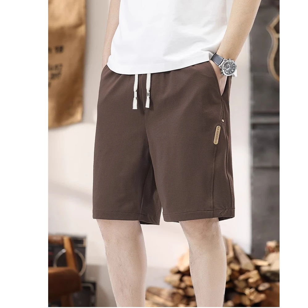 富比莫维复古休闲短裤男士2025新款夏季五分裤潮牌抽绳弹力中裤子