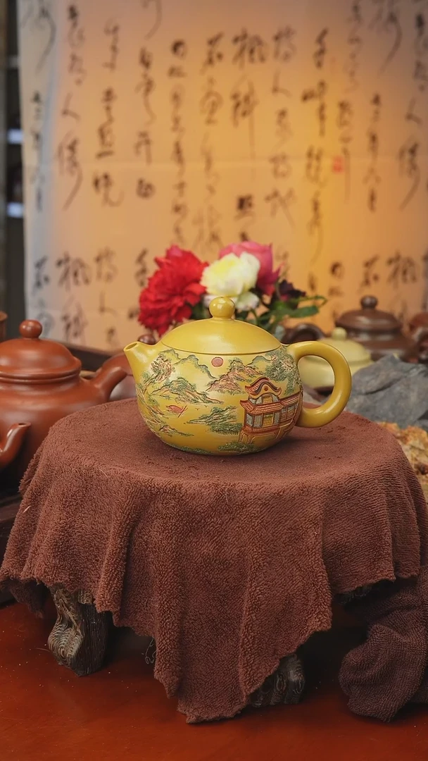 茶壶紫砂溪山春色 鸣远老段