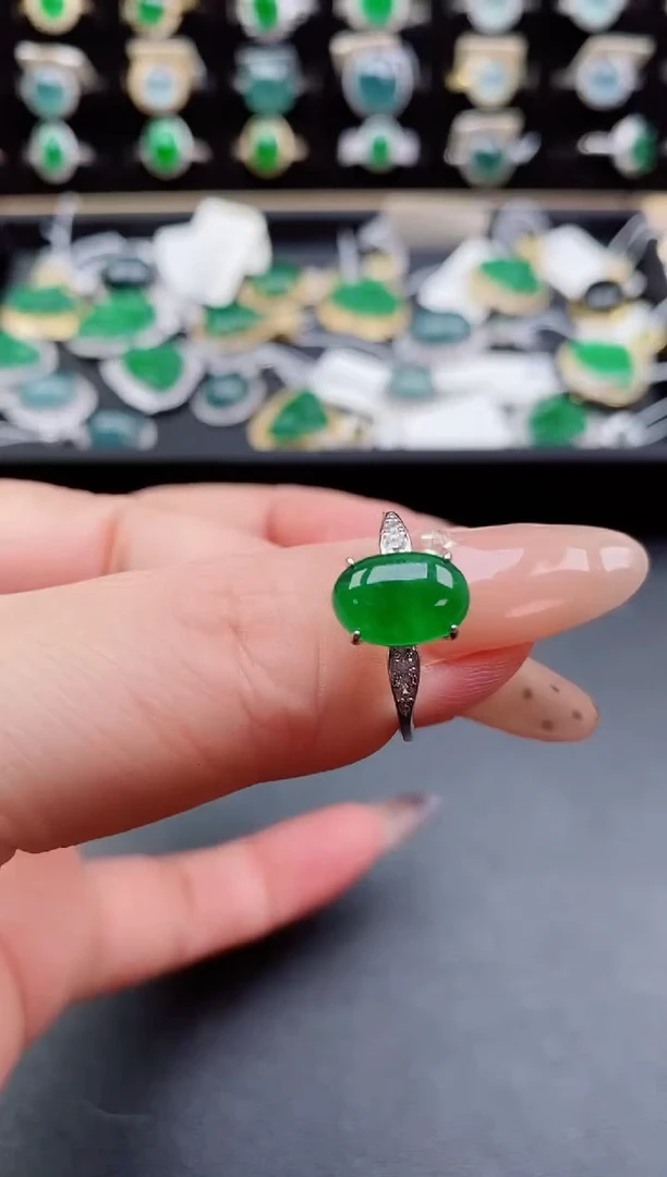 银S925镶嵌戒指翡翠1