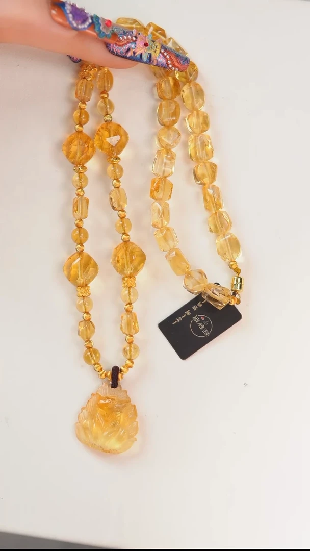 【闪购商品】水晶项链未镶嵌E420W 黄水晶狐项链