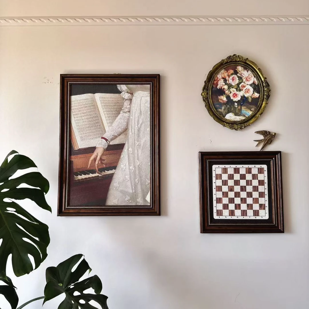 砂岩法式复古装饰画小众艺术组合挂画沙发背景墙壁画