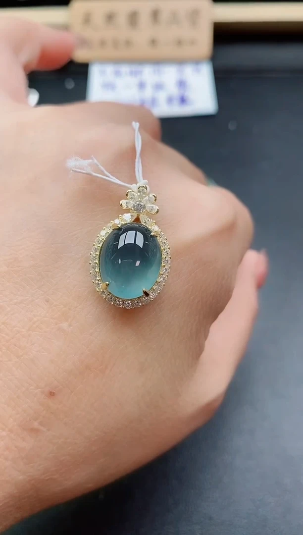 吊坠(赠链)银S925镶嵌翡翠1