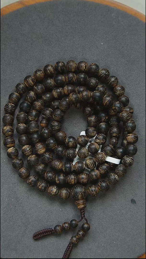 沉香手串07*108-24克正区文莱黑棋沉水多圈