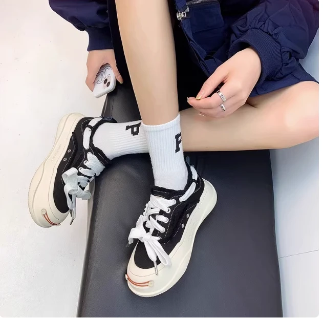 （超级品牌 价格爆炸 TP镂空）ins松糕跟休闲风厚帆布鞋