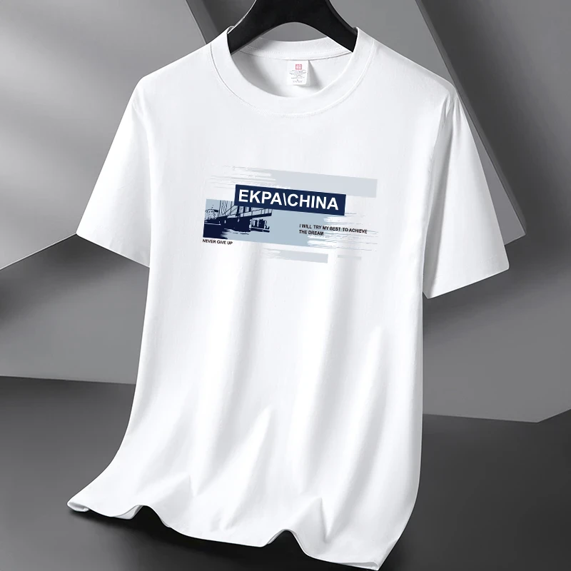 夏季男士半袖白色T恤宽松大码透气圆领纯棉短袖t恤休闲运动情侣潮