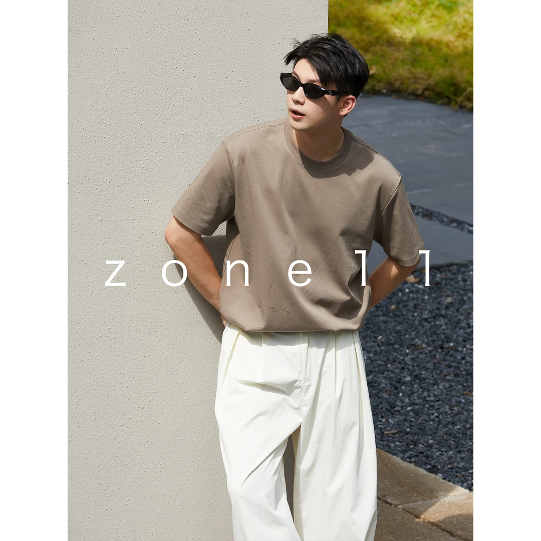 Zone11夏2025「」罗马棉短袖透气舒适休闲宽松大码简约百搭TLM230