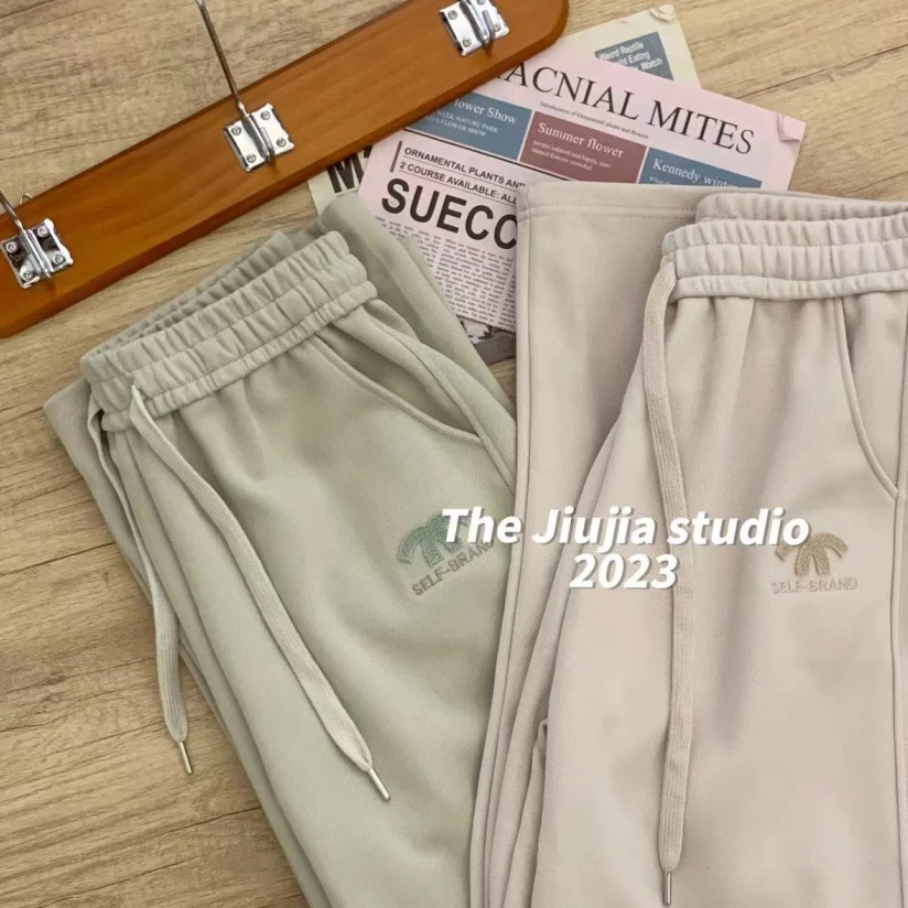 新款设计师款多色显瘦抽绳高腰宽松休闲裤