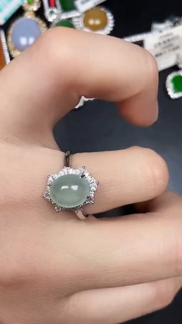 银S925镶嵌戒指翡翠3840