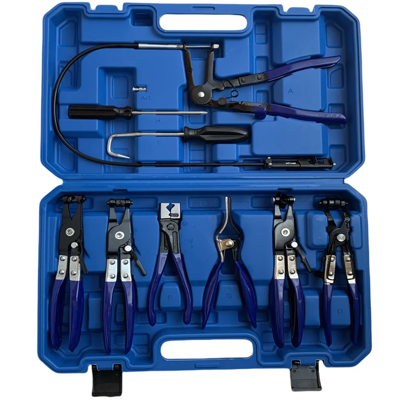 水管卡箍钳软管管束钳油管拆卸钳子可弯直型喉箍钳9件套装汽车