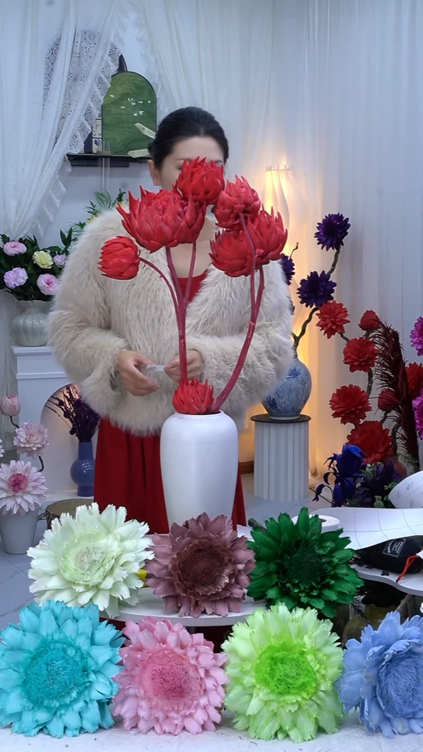 永生洋蓟玫红6头【叶片有伤】8214