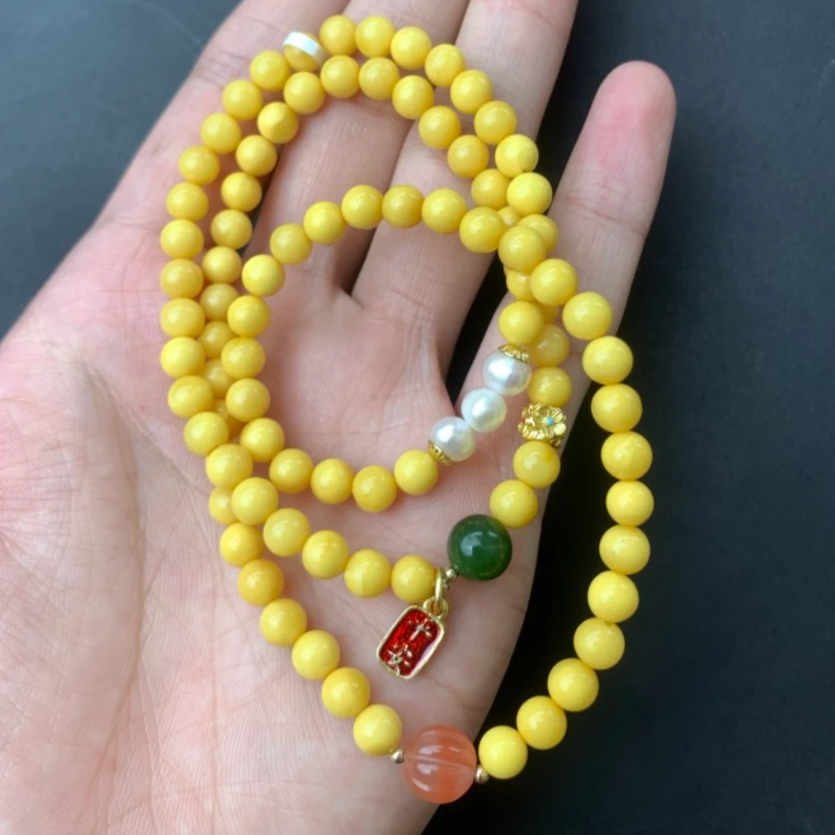 石惑珠宝/蜜蜡三圈-圆珠手串约5mm+