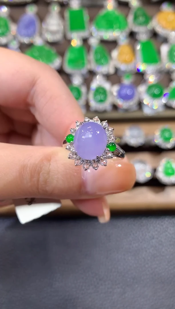 吊坠(不含链)18K金镶嵌翡翠C46 紫货有一定色差