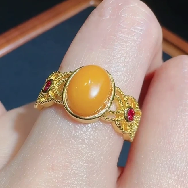 江德洋珠宝MT2510蜜蜡琥珀戒指（开口戒）-送礼佳品