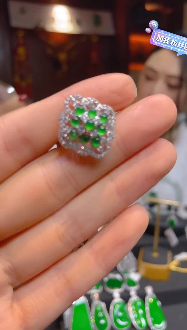 【闪购商品】翡翠戒指银S925镶嵌天然A货翡翠戒指000