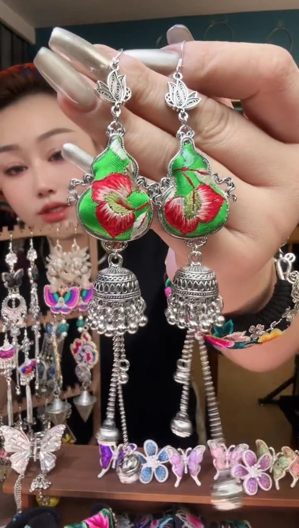 刺绣纯手工民族风刺绣耳环