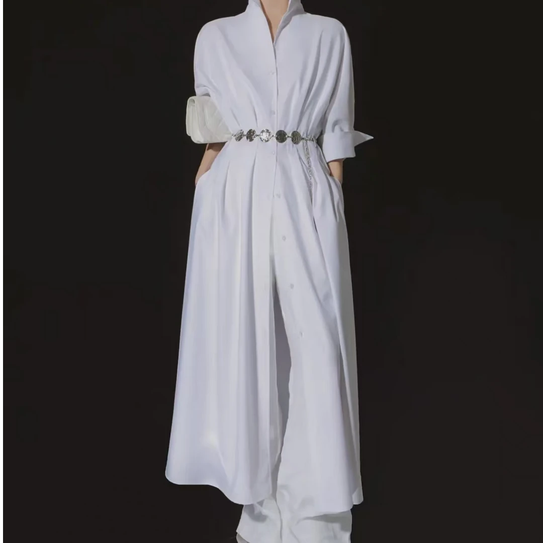 【佳佳私服】链条设计衬衫连衣裙通勤设计感衬衣裙百搭