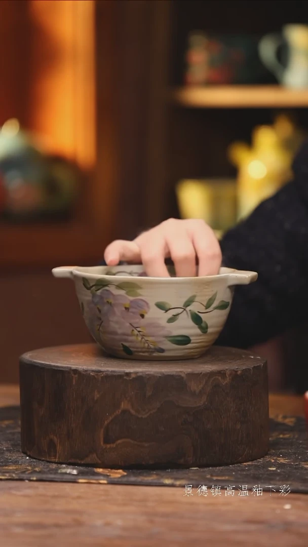 陶瓷景德镇高温釉下手绘陶瓷@L093@