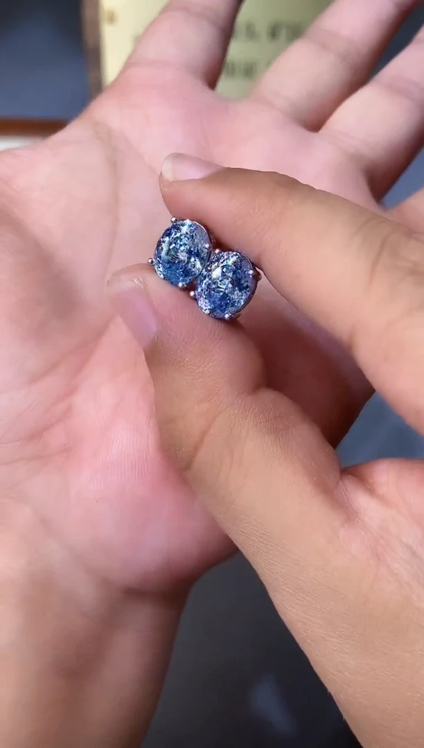 海蓝宝石耳坠银S925镶嵌......