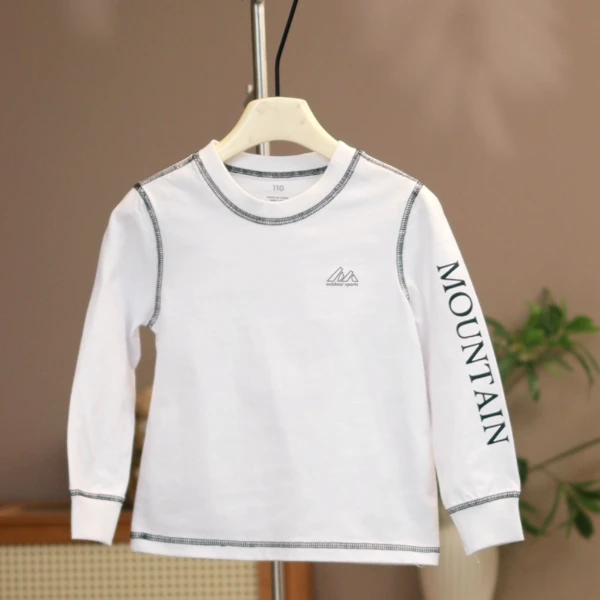 童装秋季儿童M家纯棉三针五线长袖圆领新品T恤D115238