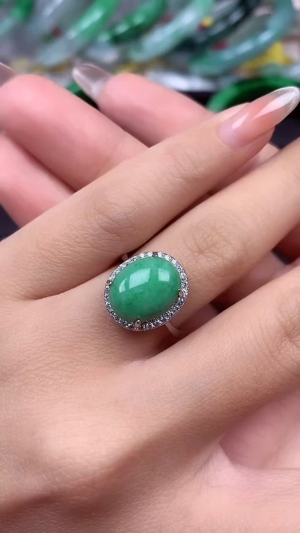 【闪购商品】翡翠戒指银S925镶嵌戒指