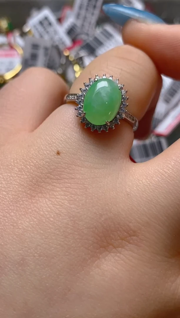 银S925镶嵌戒指翡翠百内无证书