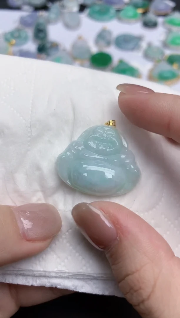 【闪购商品】翡翠颈饰18K金镶嵌天然缅甸翡翠A货