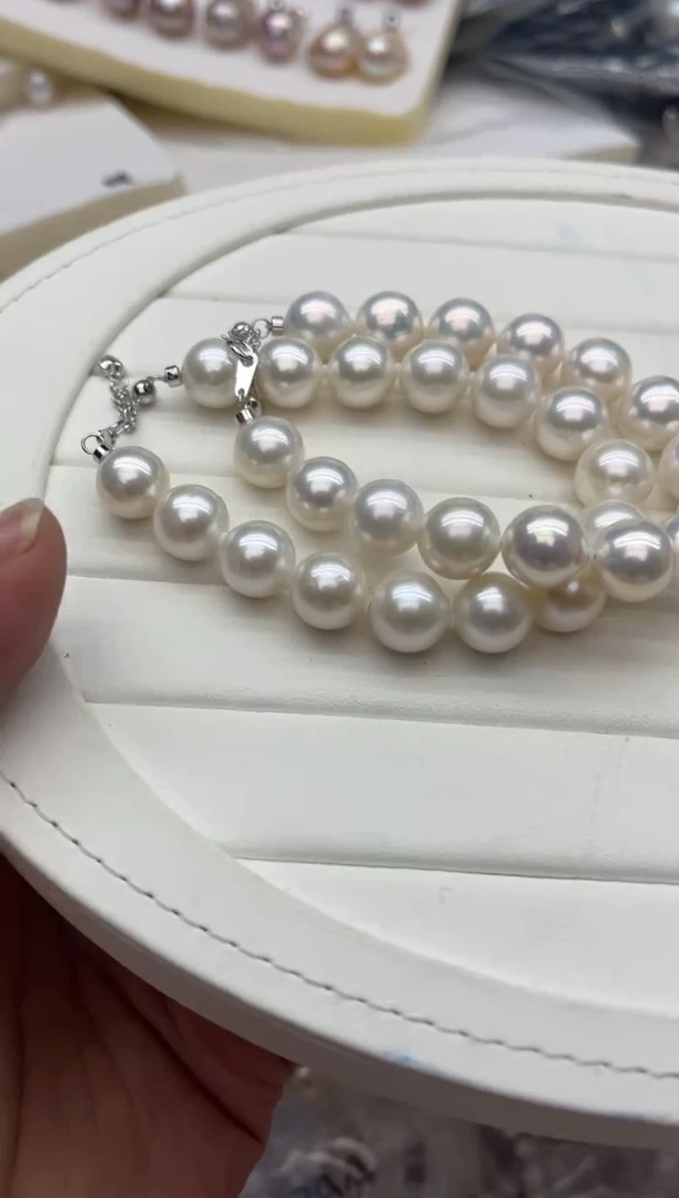 银S925镶嵌手链淡水珍珠多样性发其一，非无暇