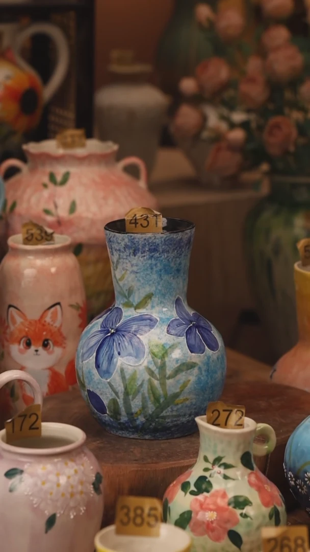 陶瓷431景德镇设计师手作花器摆件侘寂风